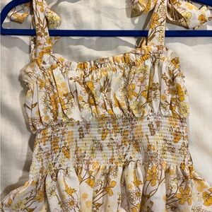 Floral Smocked Sundress with Yellow and White